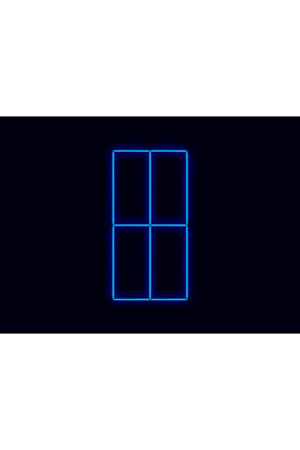 Kompletní LED čtyřhranné svítidlo modré, rozměr: 4 elementy 88 x 234 cm