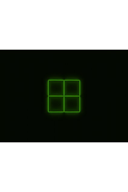 Kompletní LED čtyřhranné svítidlo zelené, rozměr: 4 elementy 88 x 88 cm