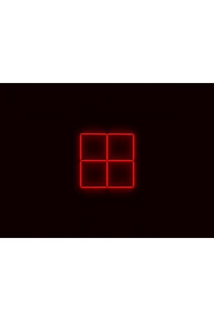Kompletní LED čtyřhranné svítidlo červené, rozměr 4 elementy 88 x 88 cm