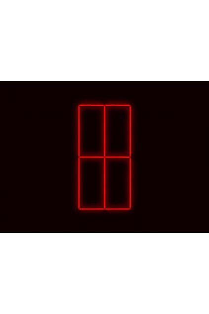 Kompletní LED čtyřhranné svítidlo červené, rozměr 4 elementy 88 x 234 cm