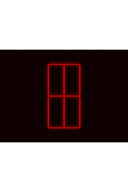 Kompletní LED čtyřhranné svítidlo červené, rozměr 4 elementy 88 x 234 cm