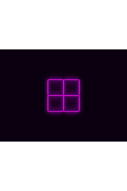 Kompletní LED čtyřhranné svítidlo růžové, rozměr 4 elementy 88 x 88 cm