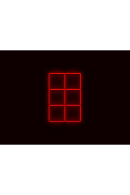 Kompletní LED čtyřhranné svítidlo červené, rozměr 6 elementů 88 x 132 cm