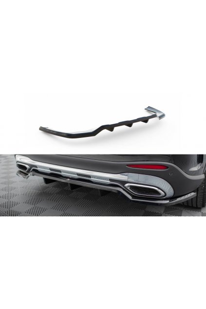 Maxton Design středový spoiler pod zadní nárazník s žebrováním pro Mercedes GLC SUV/X254 /AMG-Line, černý lesklý plast ABS