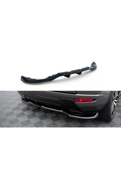Maxton Design středový spoiler pod zadní nárazník s žebrováním pro Land rover Range Rover Evoque Mk1 Facelift, černý lesklý plast ABS