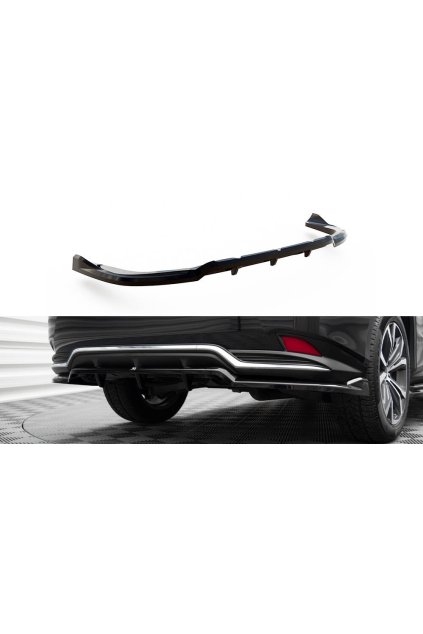Maxton Design středový spoiler pod zadní nárazník s žebrováním pro Lexus RX Mk4 Facelift, černý lesklý plast ABS