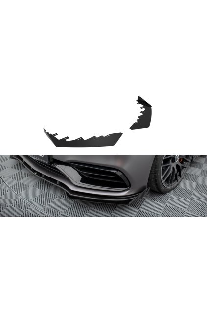 Maxton Design rohové spoilery pod přední nárazník pro Mercedes třída C W205 Facelift/63 AMG/Sedan/Estate, černý lesklý plast ABS