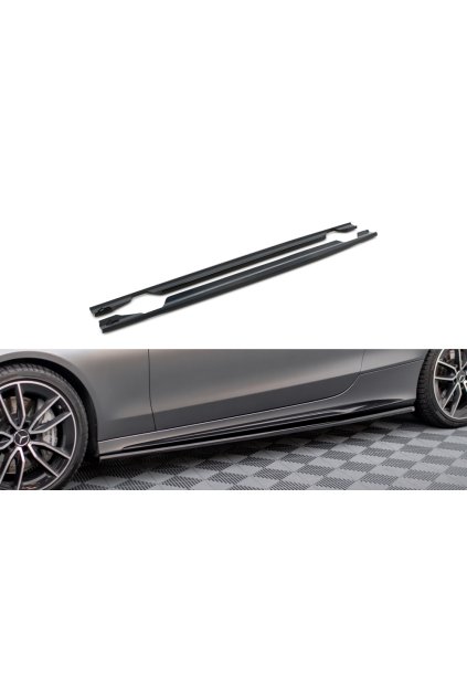 Maxton Design difuzory pod boční prahy pro Mercedes třída C W205 Facelift/43 AMG/Coupe, černý lesklý plast ABS