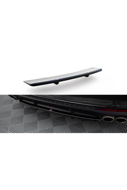 Maxton Design středový spoiler pod zadní nárazník s žebrováním pro Audi S4 B9 FL, černý lesklý plast ABS