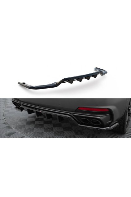 Maxton Design středový spoiler pod zadní nárazník s žebrováním pro Maserati Levante Mk1 Trofeo, černý lesklý plast ABS
