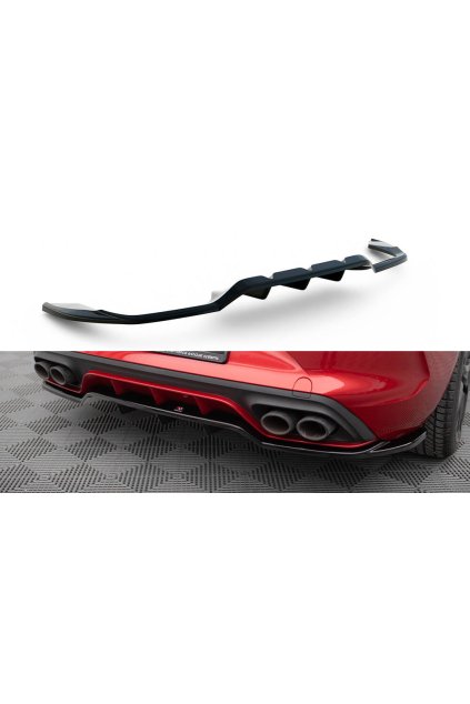 Maxton Design středový spoiler pod zadní nárazník s žebrováním pro Cupra Leon, černý lesklý plast ABS, Hatchback