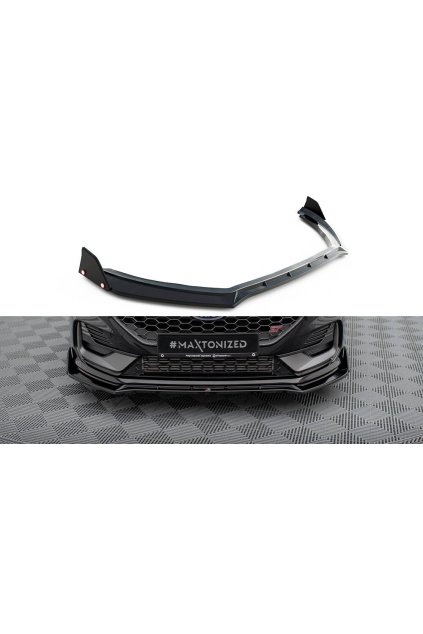 Maxton Design spoiler pod přední nárazník ver.4 s křidélky pro Ford Fiesta ST Mk8 Facelift, černý lesklý plast ABS