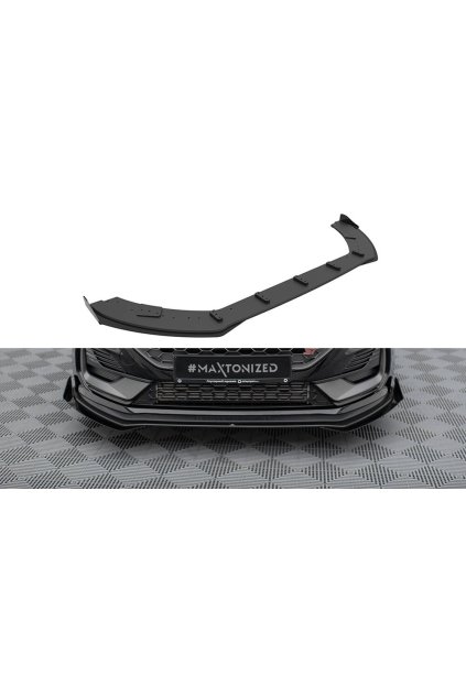 Maxton Design "Street Pro" spoiler pod přední nárazník s křidélky pro Ford Fiesta ST Mk8 Facelift, plast ABS bez povrchové úpravy, s červenou linkou