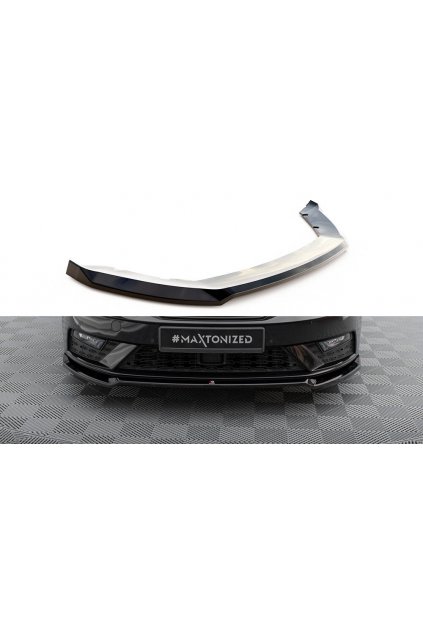 Maxton Design spoiler pod přední nárazník ver.2 pro Seat Leon Mk3 Facelift, černý lesklý plast ABS