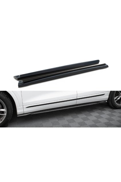 Maxton Design difuzory pod boční prahy ver.2 pro Audi Q8 Mk 1, Mk 1 FL, černý lesklý plast ABS, S-Line