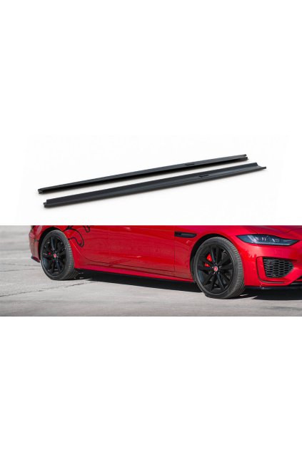 Maxton Design difuzory pod boční prahy pro Jaguar XE Mk1 Facelift X760 R-Dynamic, černý lesklý plast ABS