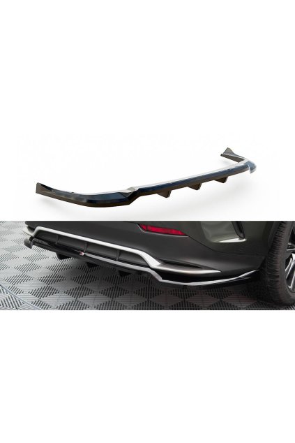 Maxton Design středový spoiler pod zadní nárazník s žebrováním pro Lexus NX Mk2 F-Sport, černý lesklý plast ABS