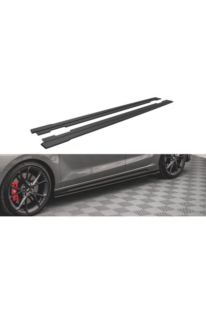 Maxton Design "Street Pro" difuzory pod boční prahy ver.2 pro Hyundai i30 N Mk3, plast ABS bez povrchové úpravy, s červenou linkou