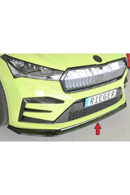 Rieger lipa pod přední nárazník pro Škoda Enyaq iV RS SUV (5AZ), 07/21-, plast ABS lakovaný do černé lesklé barvy