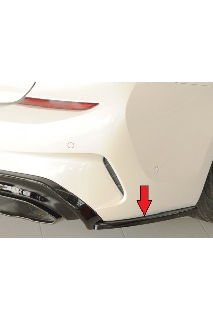 Rieger spoiler pod zadní nárazník na pravé straně pro BMW řada 3 G21 touring r.v. 03/19-06/22, plast ABS lakovaný do černé lesklé barvy