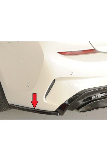 Rieger spoiler pod zadní nárazník na levé straně pro BMW řada 3 G21 touring r.v. 03/19-06/22, plast ABS lakovaný do černé lesklé barvy