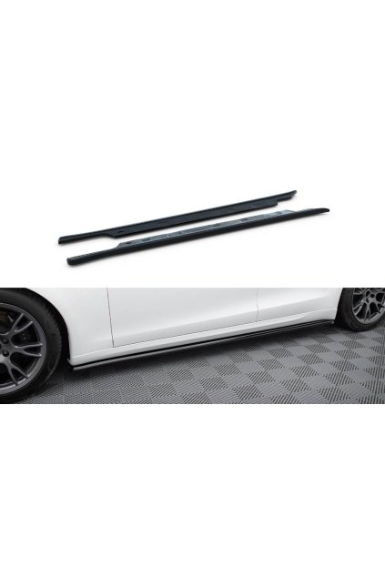 Maxton Design difuzory pod boční prahy ver.2 pro Tesla Model S Plaid Mk1 Facelift, černý lesklý plast ABS