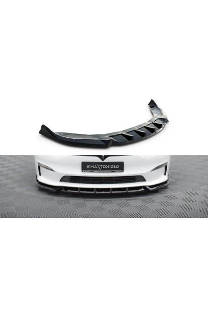 Maxton Design spoiler pod přední nárazník pro Tesla Model S Plaid Mk1 Facelift, černý lesklý plast ABS
