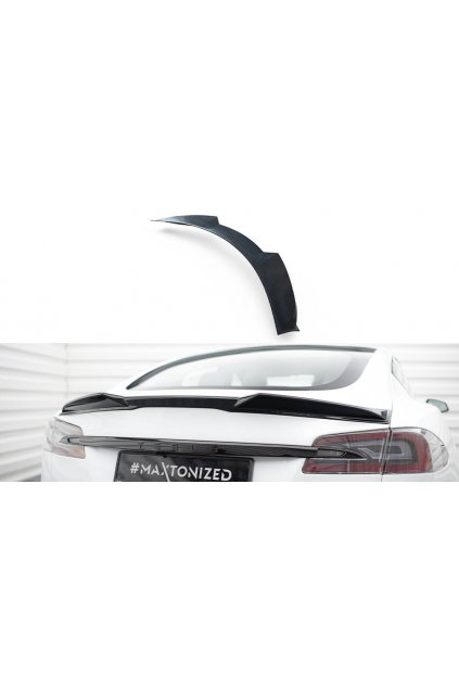Maxton Design prodloužení spoileru 3d pro Tesla Model S Plaid Mk1 Facelift, černý lesklý plast ABS