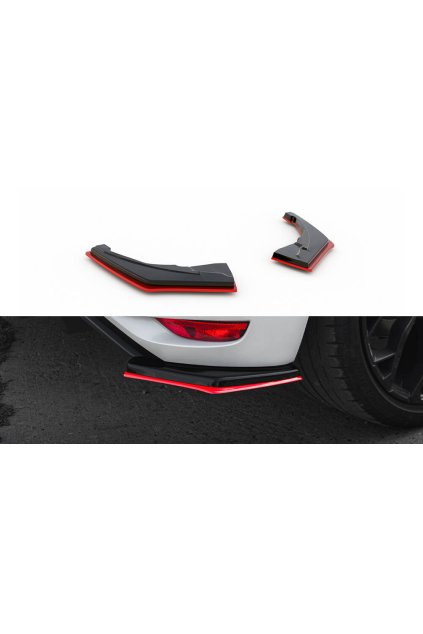 Maxton Design boční difuzory pod zadní nárazník ver.2 pro Renault Megane RS Mk4, černý lesklý plast ABS, s červenou linkou