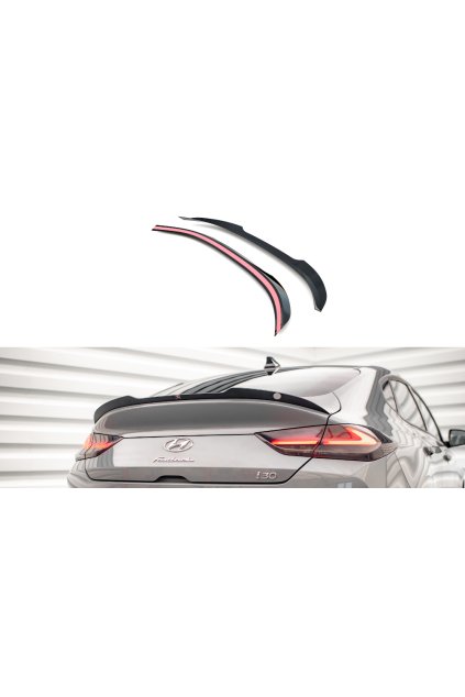 Maxton Design prodloužení spoileru pro Hyundai I30 Mk3, MK3 Facelift, černý lesklý plast ABS, Fastback N-Line