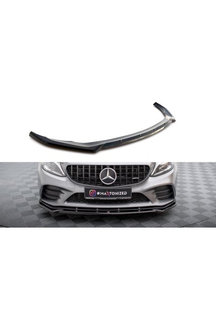 Maxton Design spoiler pod přední nárazník ver.2 pro Mercedes třída C W205 Facelift/43 AMG/Coupe, W205 Facelift/43 AMG/Sedan, černý lesklý plast ABS