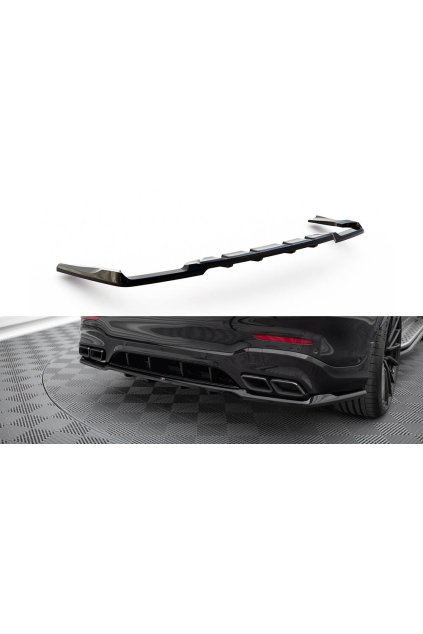 Maxton Design středový spoiler pod zadní nárazník s žebrováním v.2 pro Mercedes GLC SUV/X253 /63 AMG, černý lesklý plast ABS