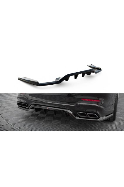 Maxton Design středový spoiler pod zadní nárazník s žebrováním v.1 pro Mercedes GLC SUV/X253 /63 AMG, černý lesklý plast ABS