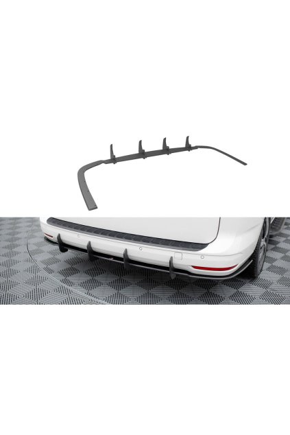 Maxton Design "Street Pro" difuzor zadního nárazníku pro Volkswagen Caddy Mk5, plast ABS bez povrchové úpravy, s černou a červenou linkou, Maxi