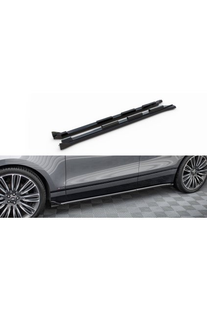 Maxton Design difuzory pod boční prahy pro Land rover Range Rover Velar Mk1 /R-Dynamic, černý lesklý plast ABS