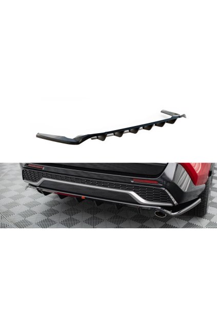 Maxton Design středový spoiler pod zadní nárazník s žebrováním pro Toyota RAV4 Mk5, černý lesklý plast ABS, GR Sport
