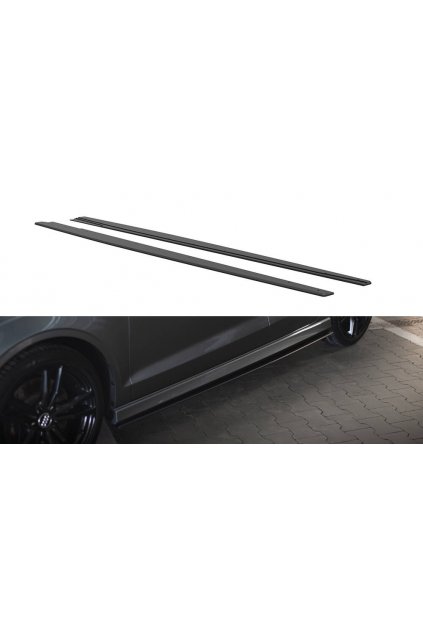 Maxton Design "Street Pro" difuzory pod boční prahy pro Audi A3 8V, plast ABS bez povrchové úpravy, s červenou linkou, S-Line Sedan