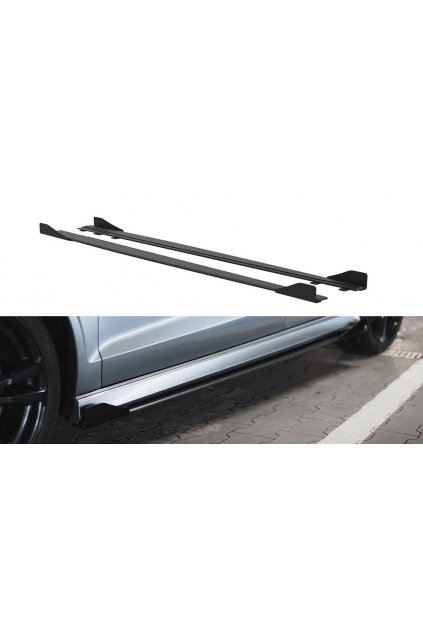 Maxton Design "Street Pro" difuzory pod boční prahy s křidélky pro Audi A3 8V, plast ABS bez povrchové úpravy, s červenou linkou, S-Line Sedan