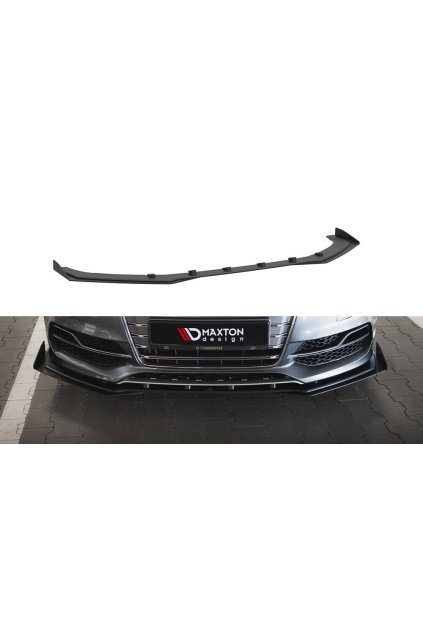 Maxton Design "Street Pro" spoiler pod přední nárazník s křidélky pro Audi S3 8V, plast ABS bez povrchové úpravy, plast ABS bez povrchové úpravy, s červenou linkou, Sedan