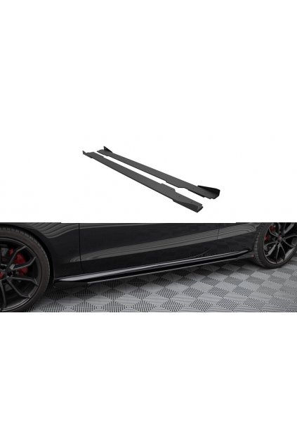 Maxton Design "Street Pro" difuzory pod boční prahy s křidélky pro Audi S5 8T, plast ABS bez povrchové úpravy, s červenou linkou, Coupe/Cabrio