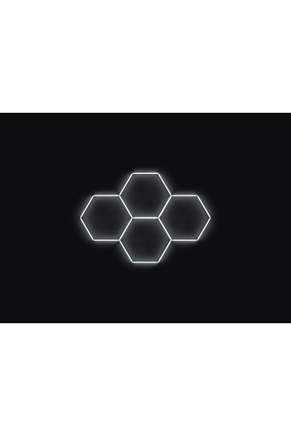 Kompletní LED hexagonové svítidlo bílé 6500 K, rozměr 4 elementy 241 x 168 cm