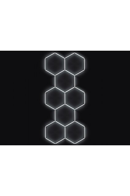 Kompletní LED hexagonové svítidlo bílé 6500 K, rozměr 8 elementů 166 x 386 cm