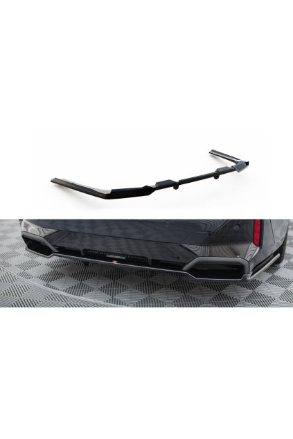 Maxton Design středový spoiler pod zadní nárazník s žebrováním v.1 pro BMW řada 5 G60 M-Pack, černý lesklý plast ABS