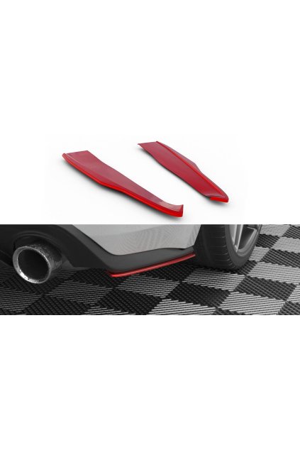 Maxton Design boční difuzory pod zadní nárazník ver.2 pro Ford Mustang Mk 6 Facelift, červený lesklý plast ABS