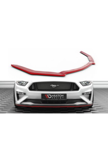 Maxton Design spoiler pod přední nárazník ver.2 pro Ford Mustang Mk 6 Facelift, červený lesklý plast ABS