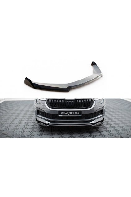 Maxton Design spoiler pod přední nárazník ver.2 pro Škoda Kodiaq Sportline Facelift, černý lesklý plast ABS