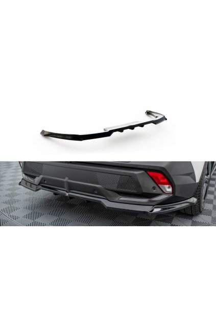 Maxton Design středový spoiler pod zadní nárazník s žebrováním pro Peugeot 408 Mk1, černý lesklý plast ABS