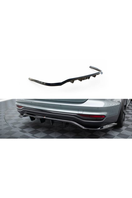 Maxton Design středový spoiler pod zadní nárazník s žebrováním pro Audi A6 C8 Allroad, černý lesklý plast ABS