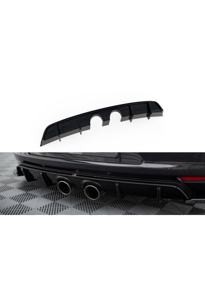 Maxton Design vložka zadního nárazníku ver.2 pro Volkswagen Scirocco Mk3, černý lesklý plast ABS, pouze pro výfuk R32