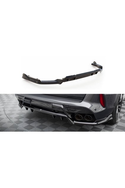 Maxton Design středový spoiler pod zadní nárazník s žebrováním pro BMW X5 M F95 Facelift, černý lesklý plast ABS